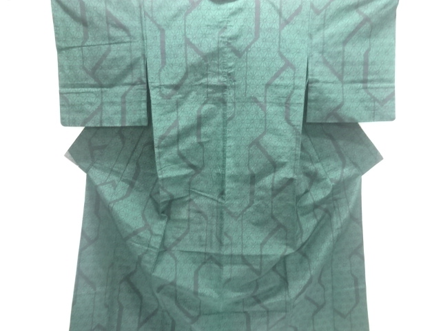 JAPANESE KIMONO / HITOE TOKAMACHI TSUMUGI / WOVEN ASANOHA PATTERN